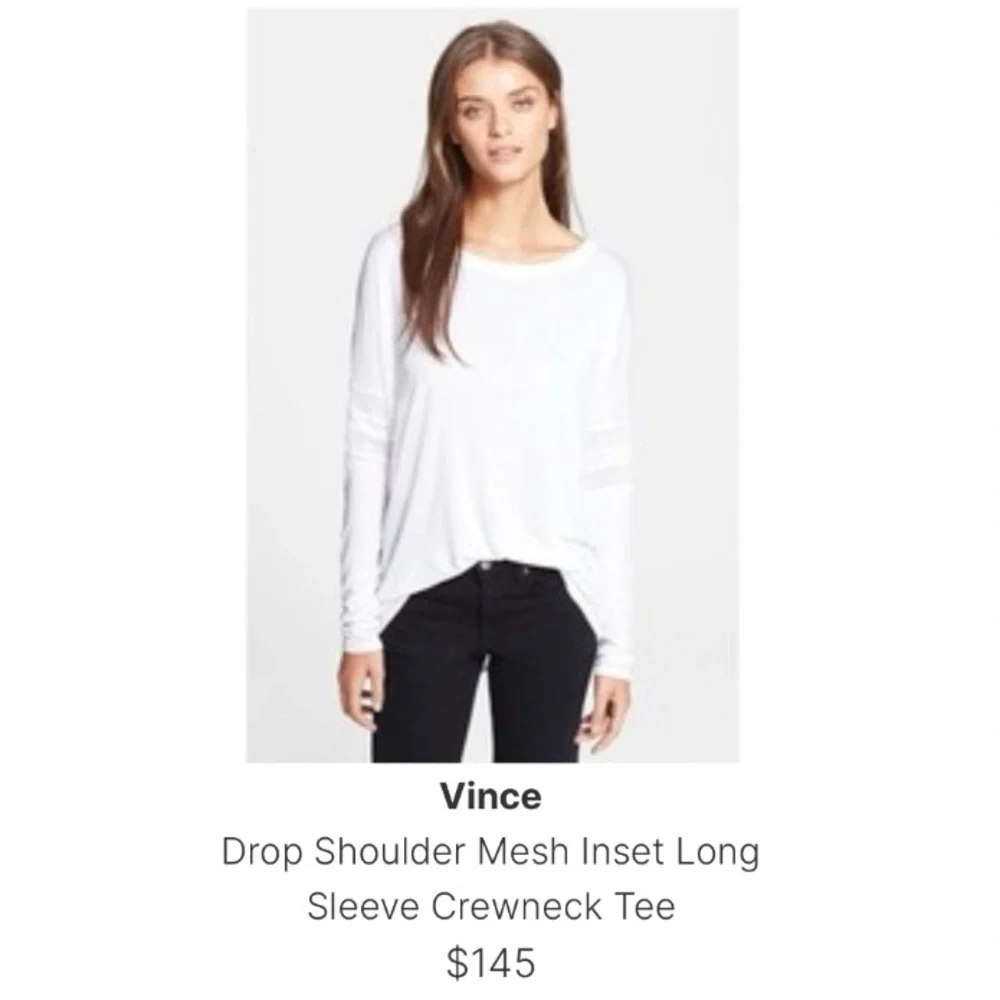 🫶🏼🤘🏼✌🏼 Donated 2 Womens Charity Vince Long Sleeve Crewneck White T-Shirt Top M - Picture 3 of 16